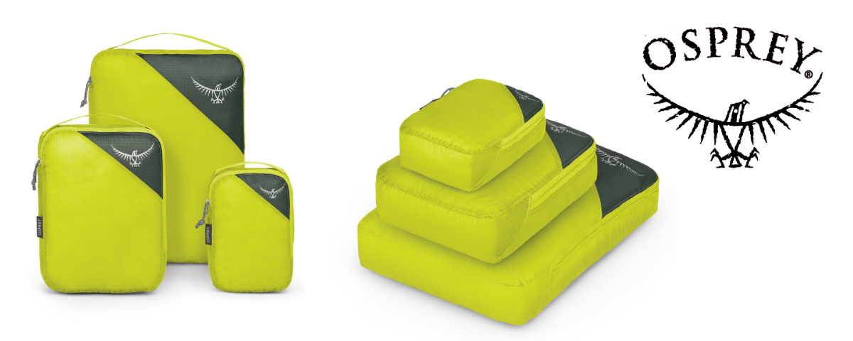 Koffer inpakken met Osprey ultralight packing cube set lime
